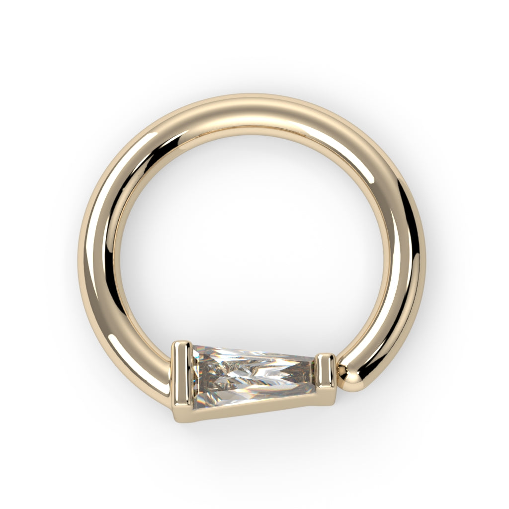 Channel-Set Tapered Baguette Fixed Bead Ring