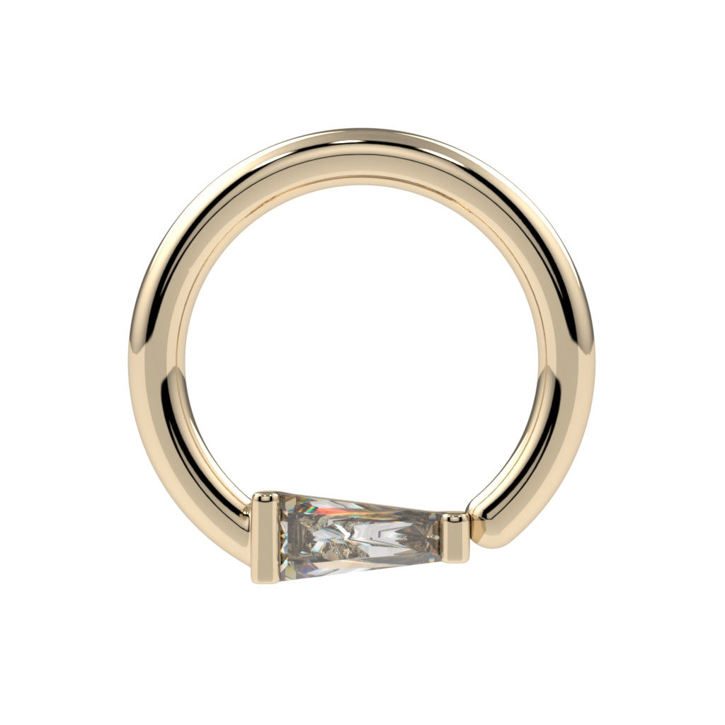 Channel-Set Tapered Baguette Fixed Bead Ring