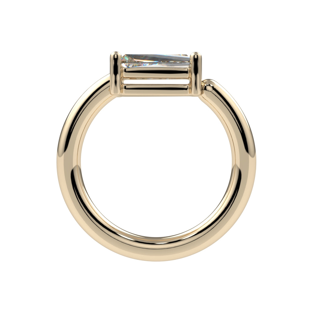 Side-Set Tapered Baguette Prong Set Fixed Bead Ring