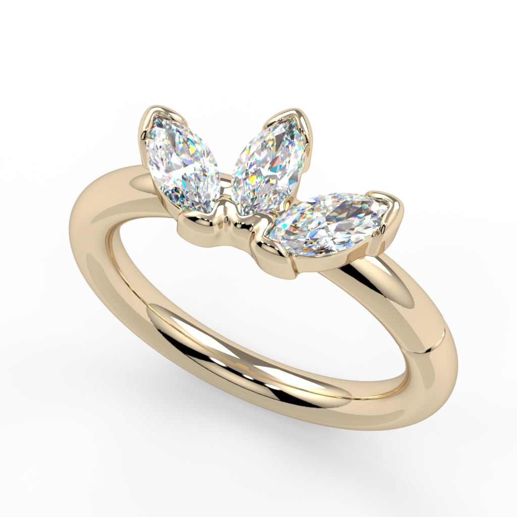 Side-Set Triple Marquise Seam Ring