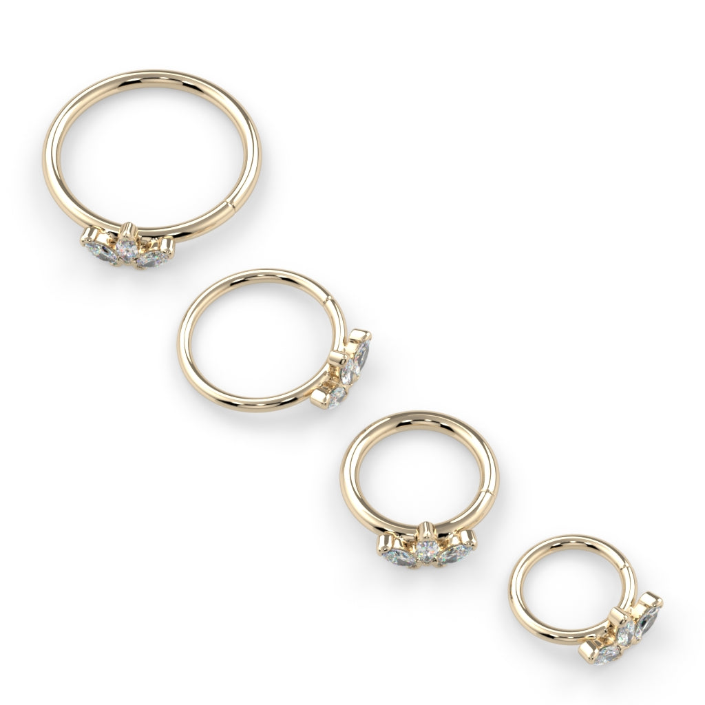 Side-Set Triple Marquise Seam Ring